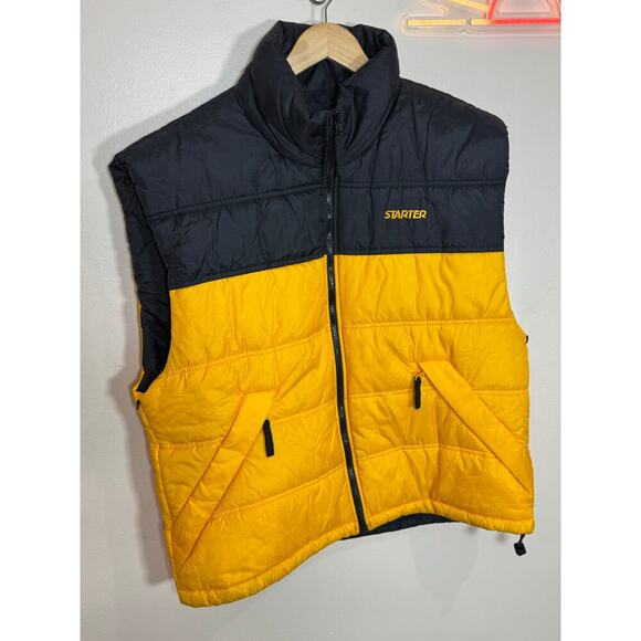 Starter Other - VTG Starter Mens Puffer Vest XL Gold Medal Yellow Black Reversible Y2K 90s